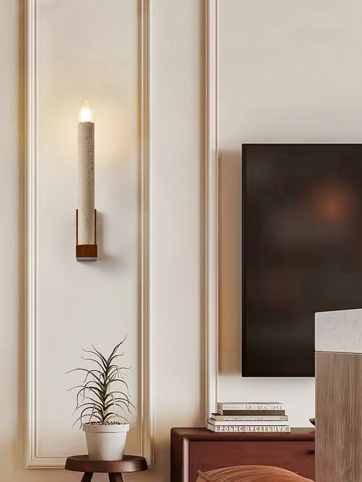 Tavian Travertine Candle Wall Lamp - Vakkerlight