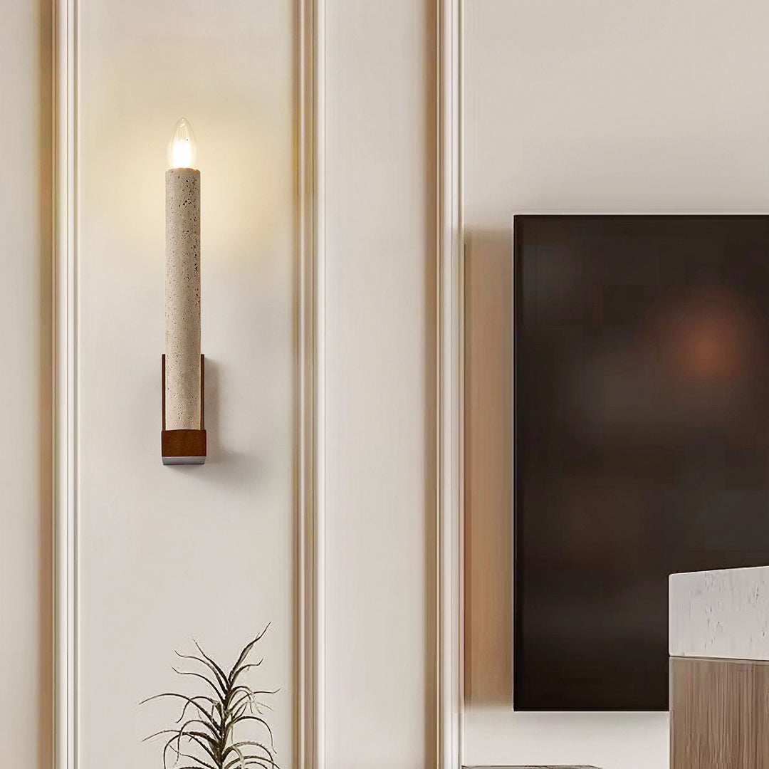 Tavian Travertine Candle Wall Lamp - Vakkerlight