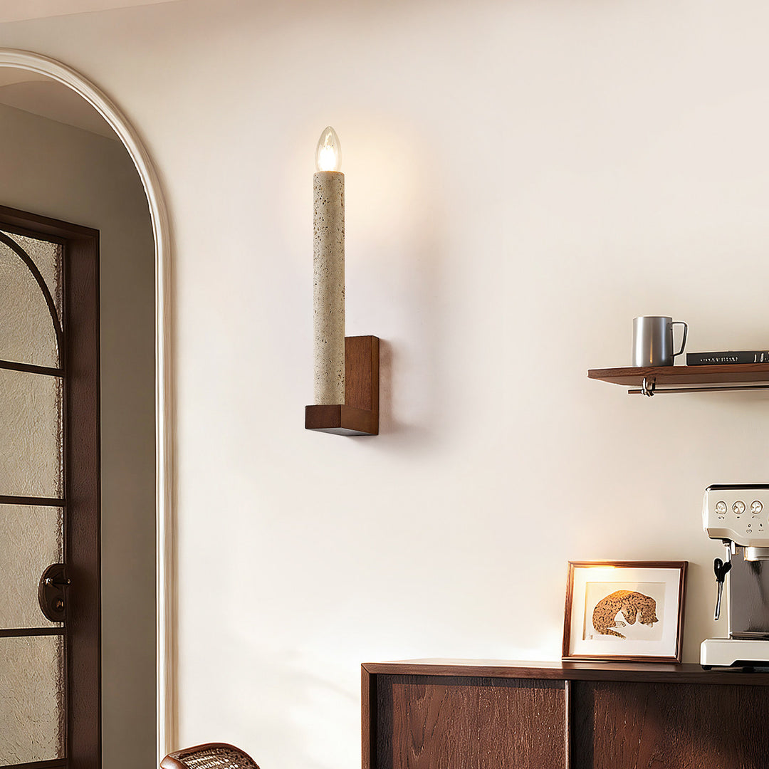 Tavian Travertine Candle Wall Lamp - Vakkerlight