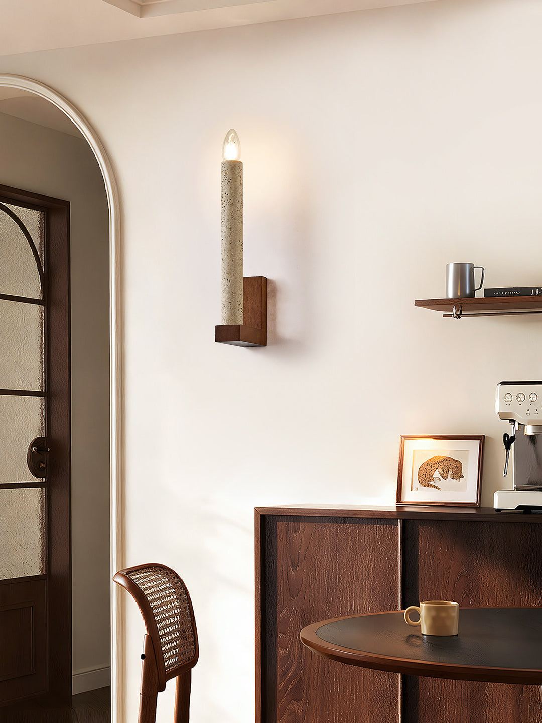Tavian Travertine Candle Wall Lamp - Vakkerlight