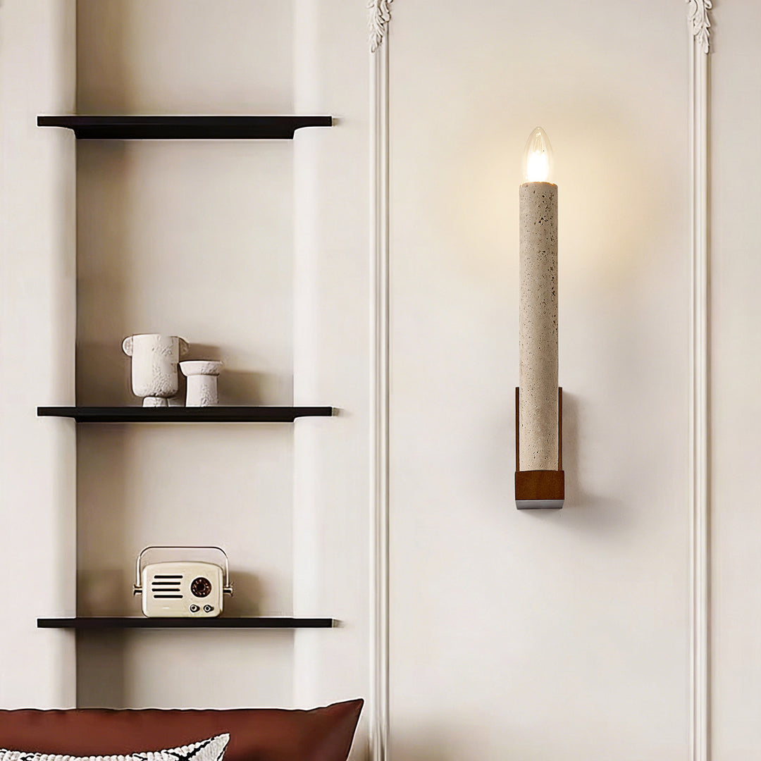 Tavian Travertine Candle Wall Lamp - Vakkerlight