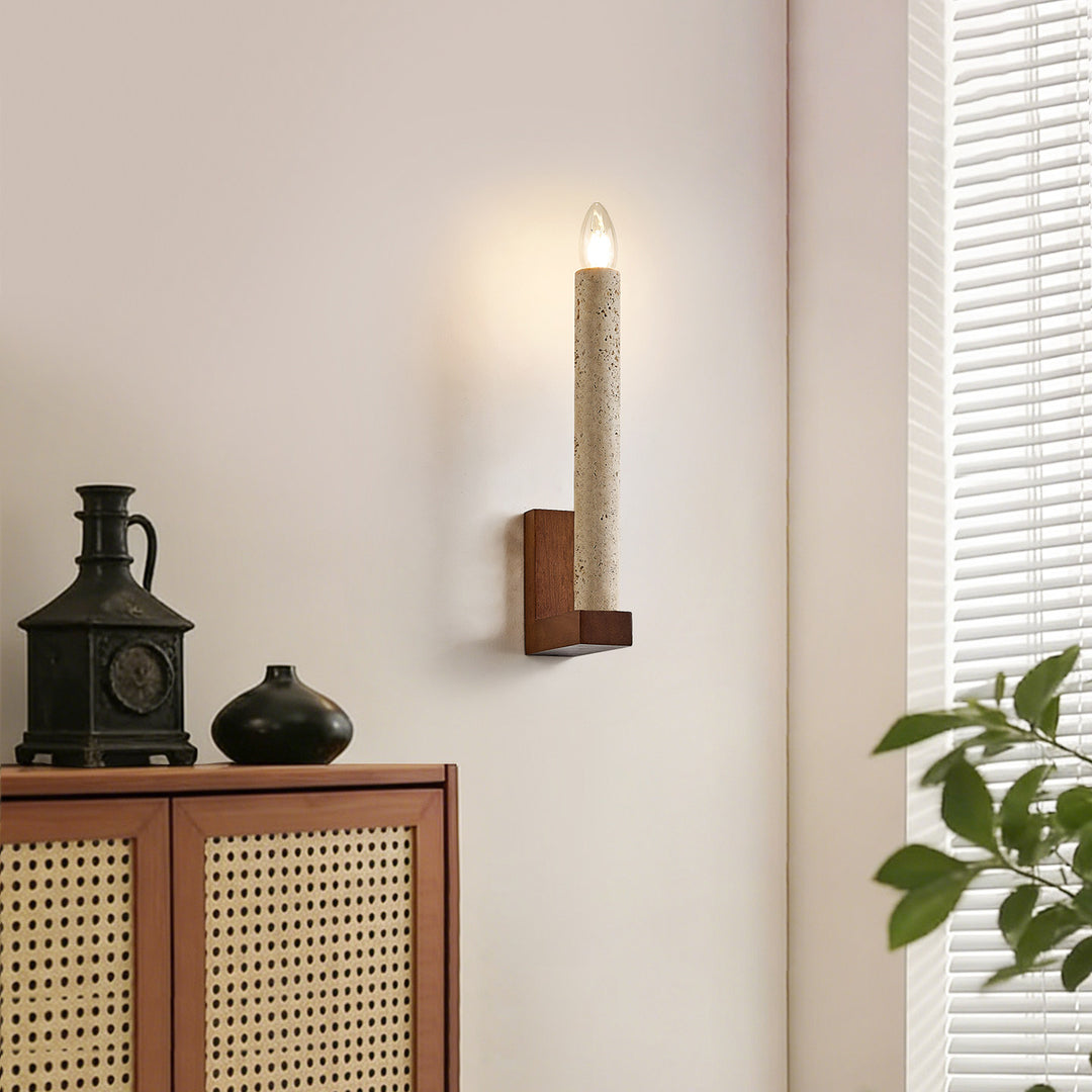 Tavian Travertine Candle Wall Lamp - Vakkerlight