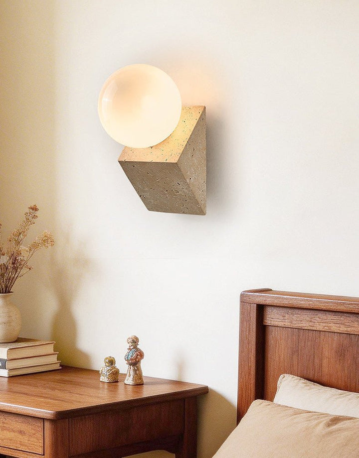 Tavian Orb Travertine Wall Lamp - Vakkerlight