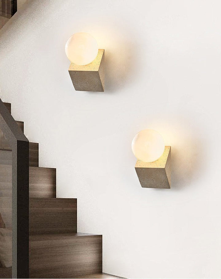 Tavian Orb Travertine Wall Lamp - Vakkerlight