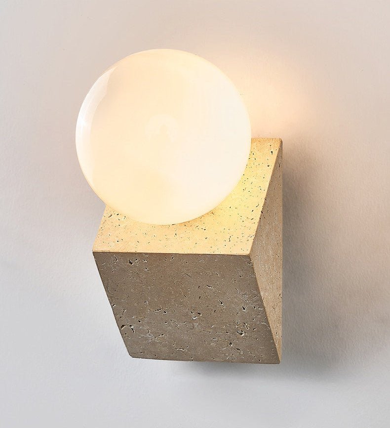 Tavian Orb Travertine Wall Lamp - Vakkerlight