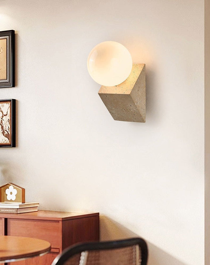 Tavian Orb Travertine Wall Lamp - Vakkerlight
