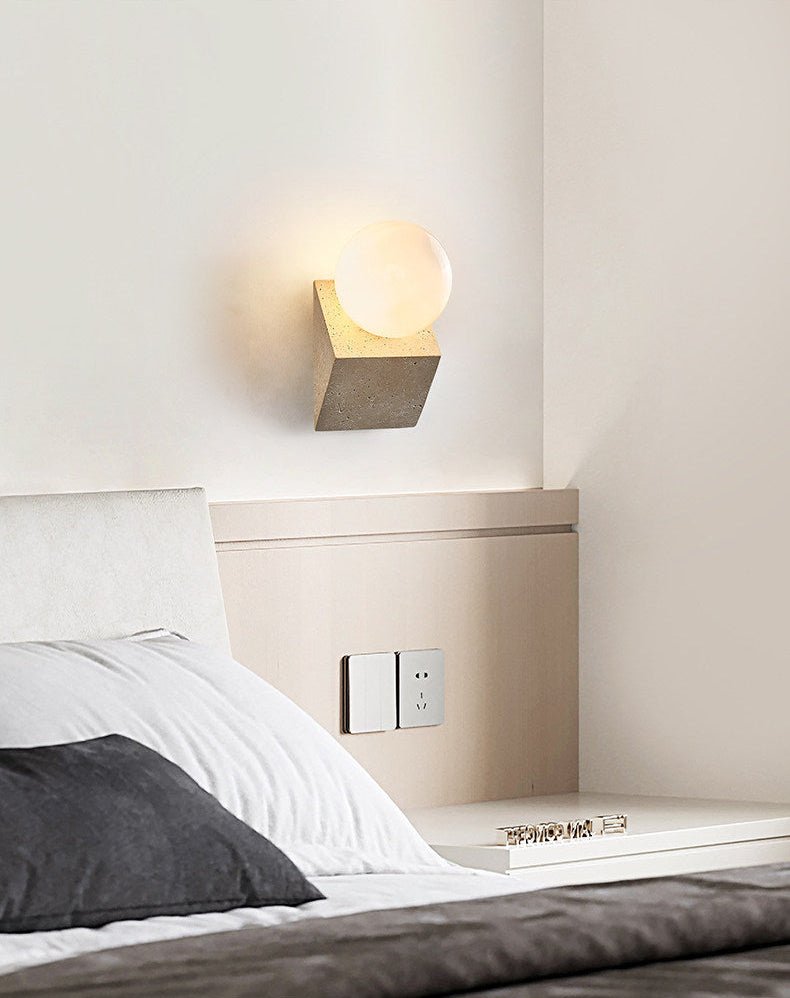 Tavian Orb Travertine Wall Lamp - Vakkerlight