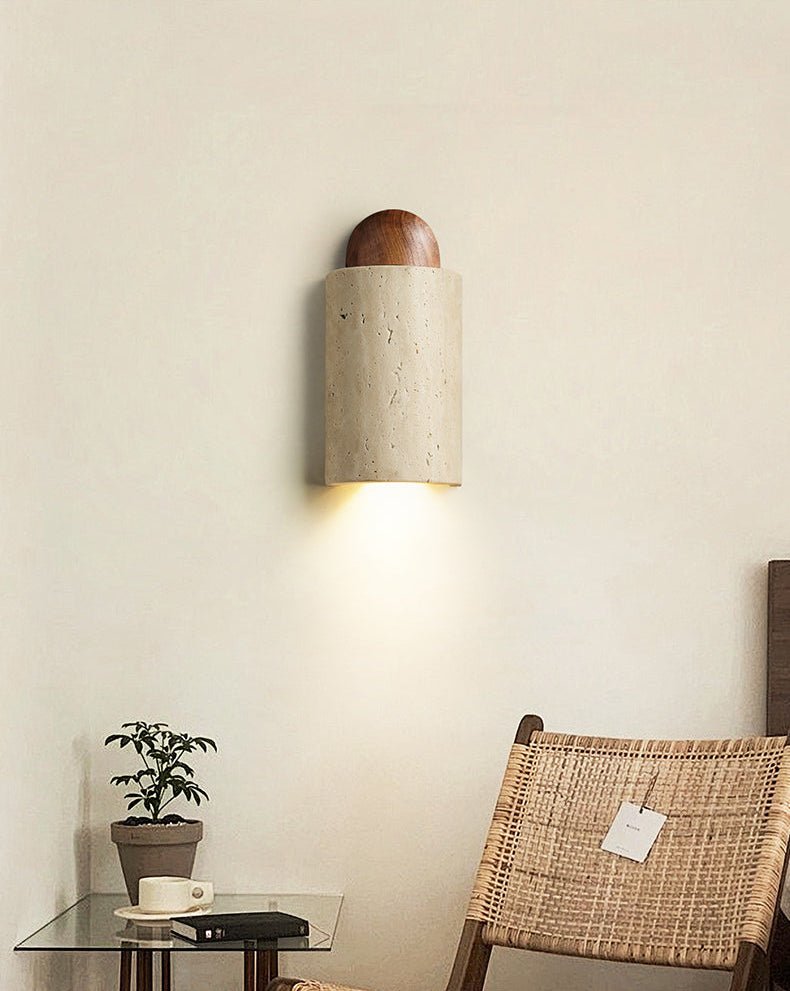 Travertine Cylinder Cap Wall Light - Vakkerlight