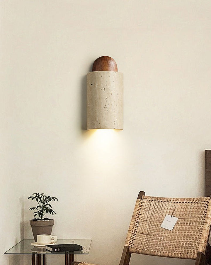 Travertine Cylinder Cap Wall Light - Vakkerlight