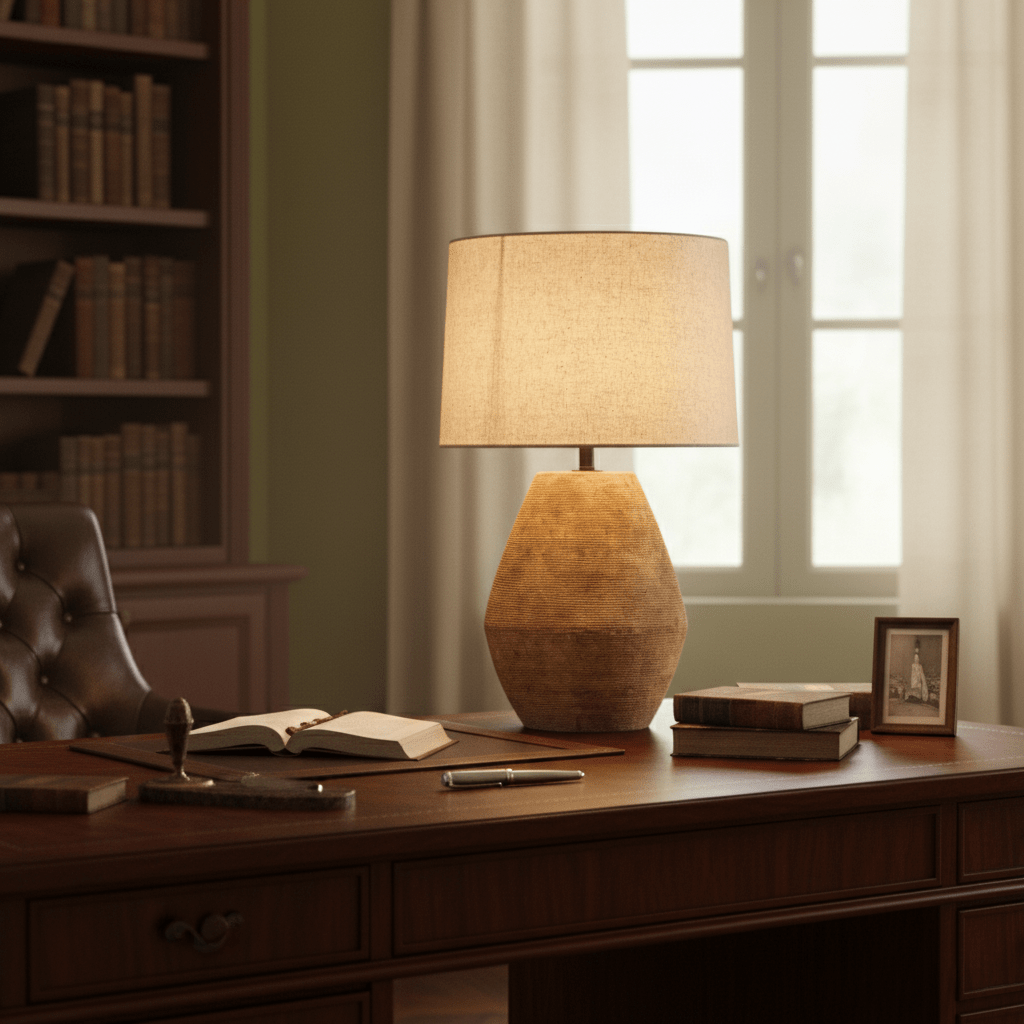 Textured Terracotta Toned Table Lamp - Vakkerlight