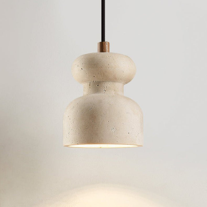 Textured Travertine Gourd Pendant Light - Vakkerlight