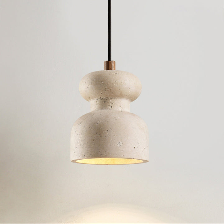 Textured Travertine Gourd Pendant Light - Vakkerlight
