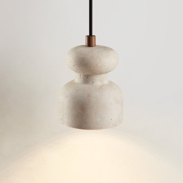 Textured Travertine Gourd Pendant Light - Vakkerlight