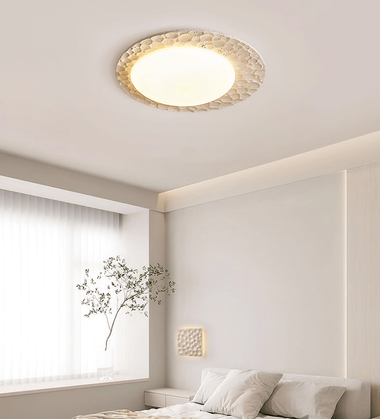 Textured Organic Travertine Ceiling Lamp - Vakkerlight