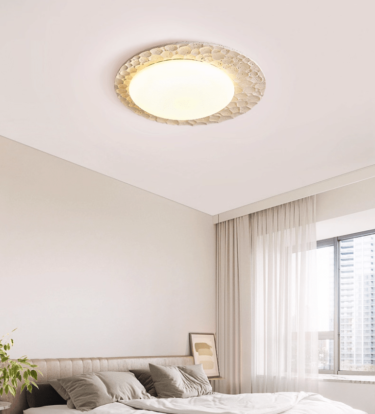 Textured Organic Travertine Ceiling Lamp - Vakkerlight