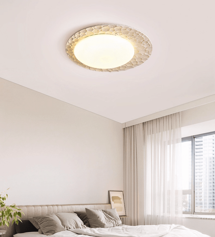 Textured Organic Travertine Ceiling Lamp - Vakkerlight