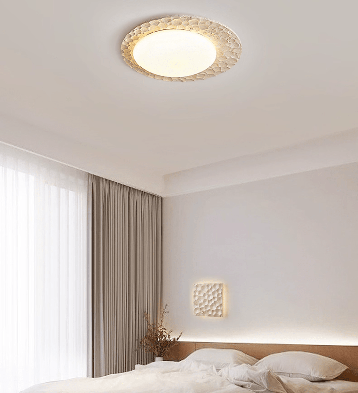 Textured Organic Travertine Ceiling Lamp - Vakkerlight