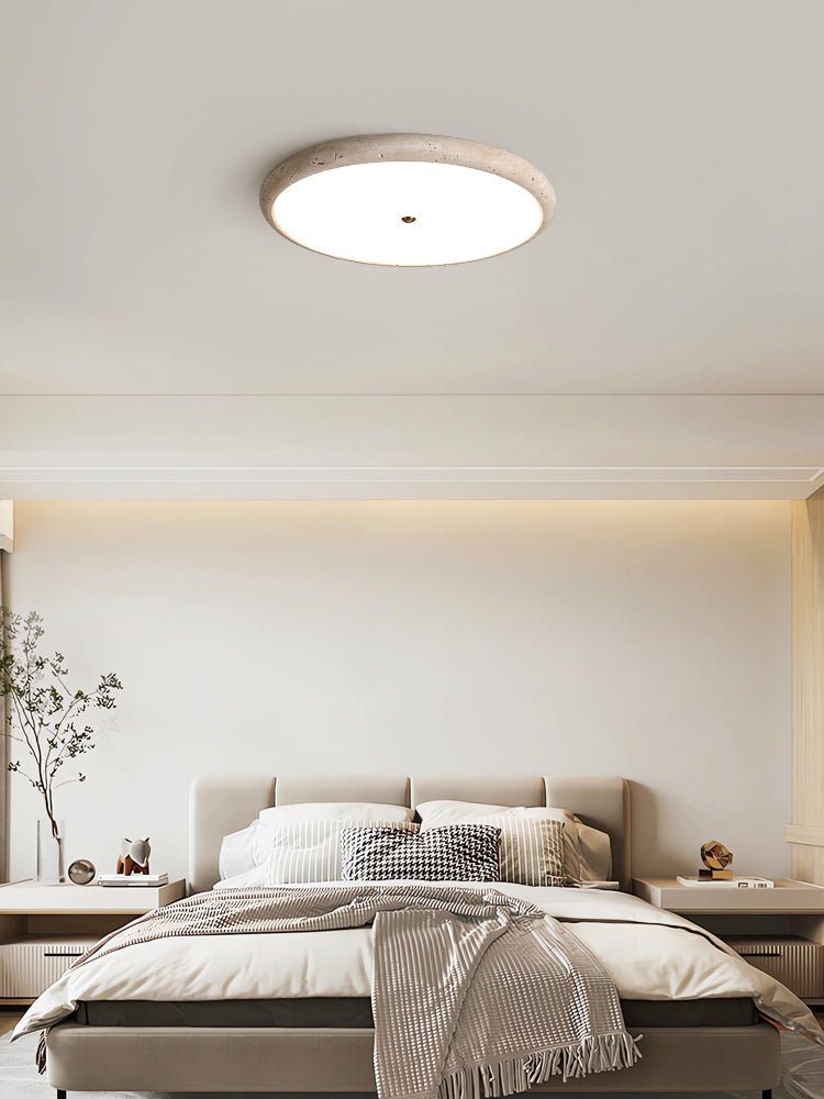 Textured Travertine Disk Ceiling Light - Vakkerlight