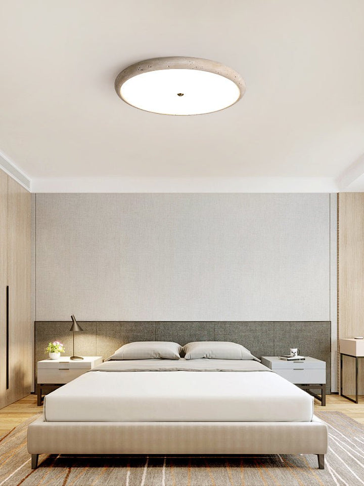 Textured Travertine Disk Ceiling Light - Vakkerlight