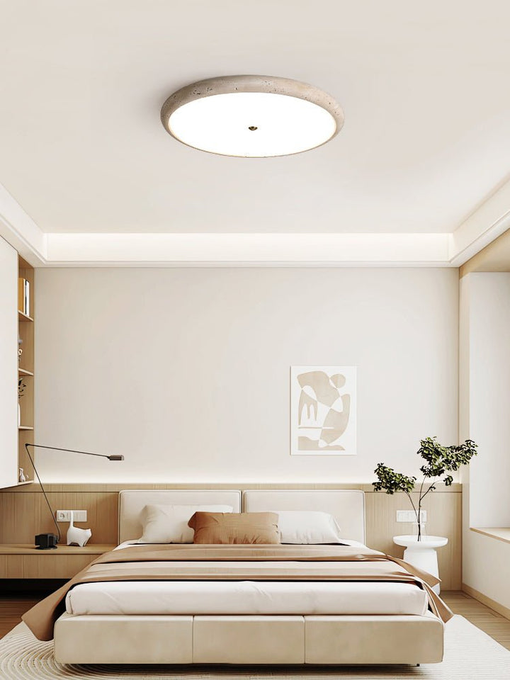 Textured Travertine Disk Ceiling Light - Vakkerlight
