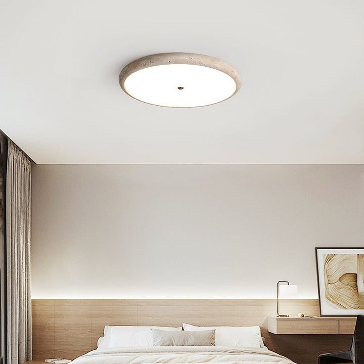 Textured Travertine Disk Ceiling Light - Vakkerlight