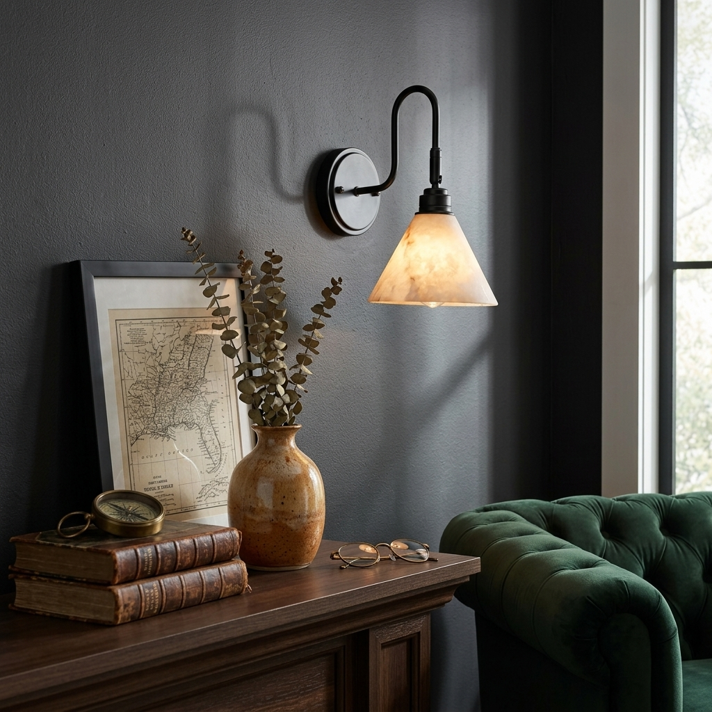 Thessa Alabaster Cone Wall Sconce