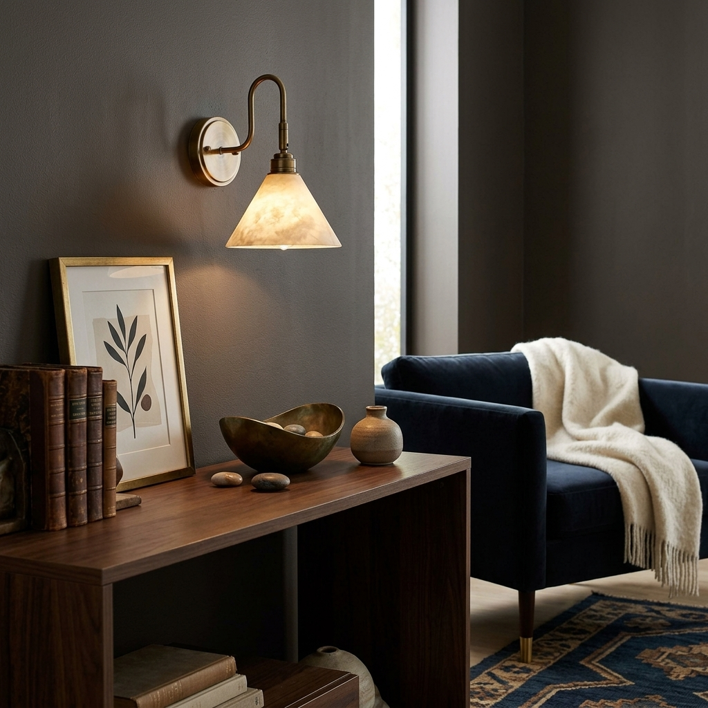 Thessa Alabaster Cone Wall Sconce