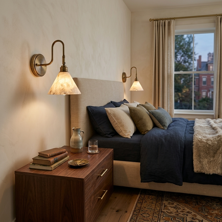 Thessa Alabaster Cone Wall Sconce