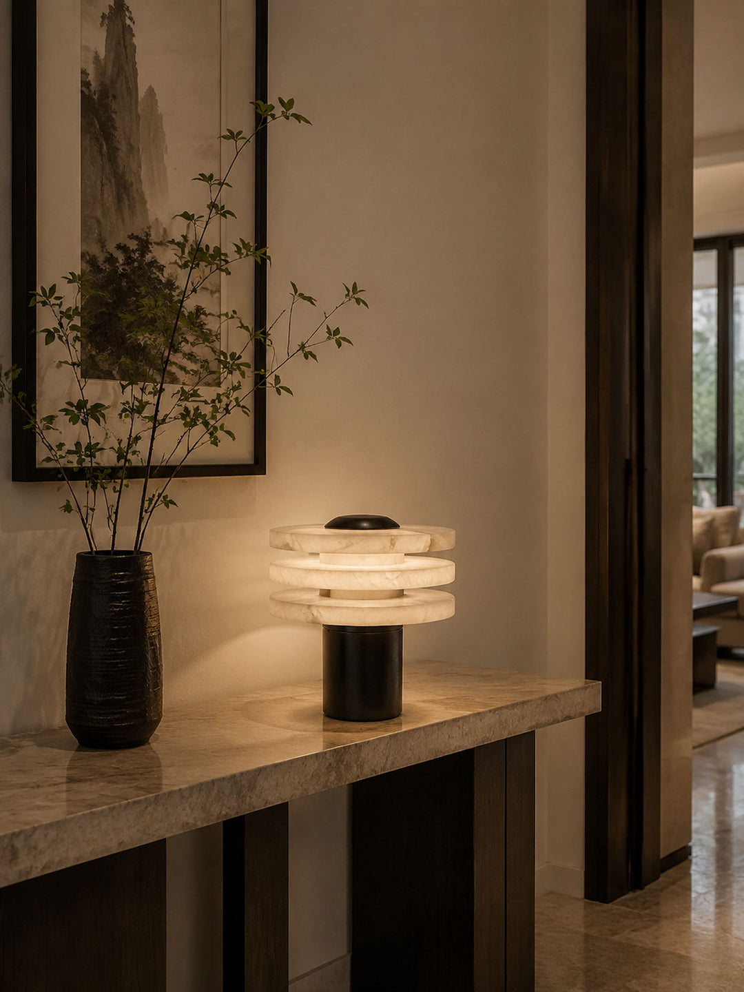 Tiered Obelisk Alabaster Table Lamp - Vakkerlight
