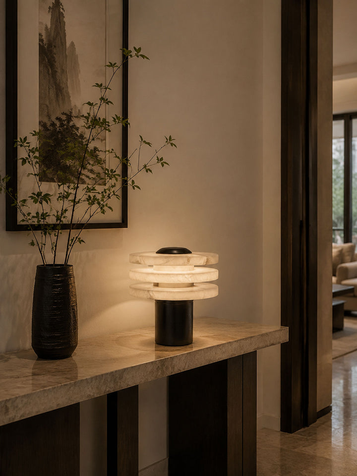Tiered Obelisk Alabaster Table Lamp - Vakkerlight