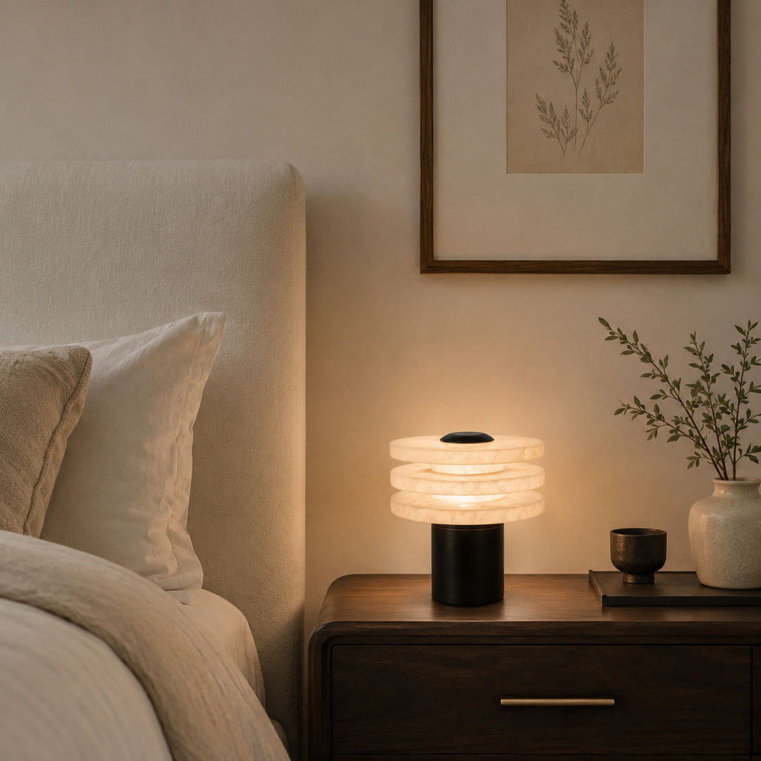Tiered Obelisk Alabaster Table Lamp - Vakkerlight