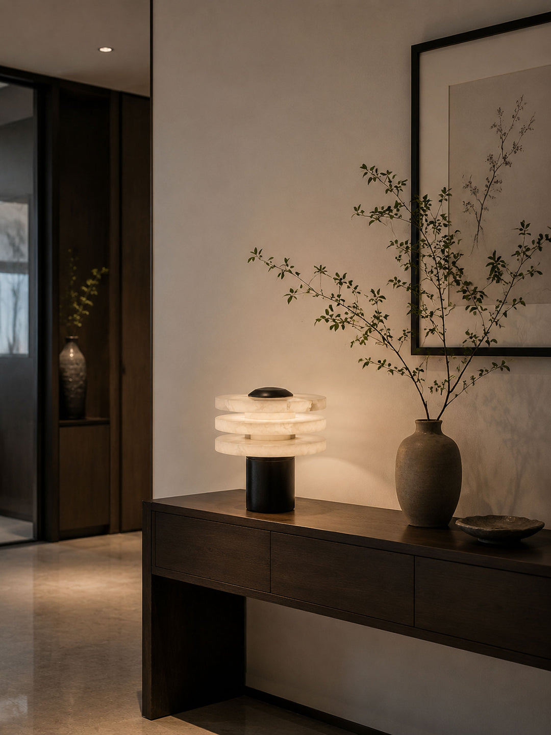 Tiered Obelisk Alabaster Table Lamp - Vakkerlight