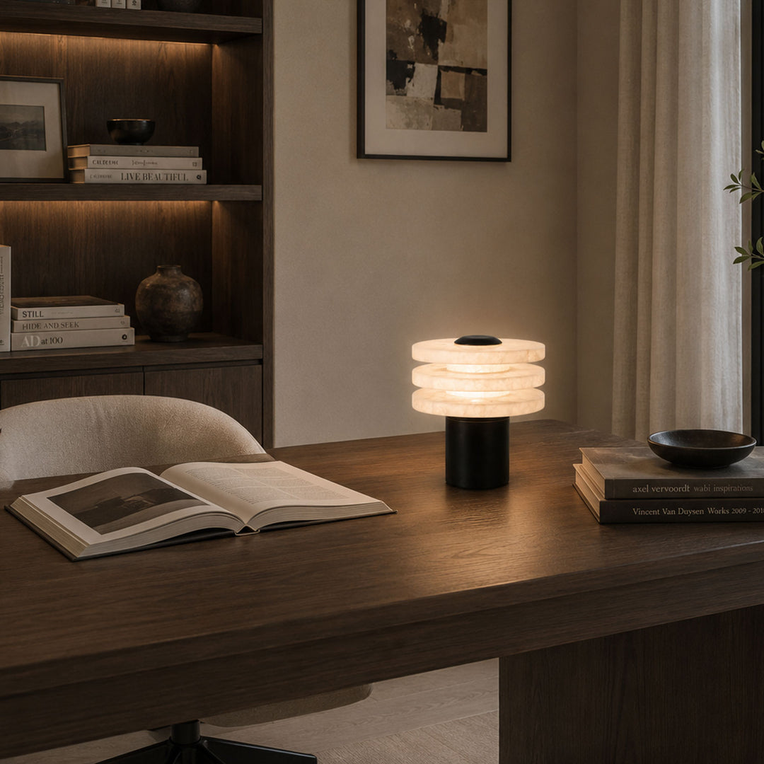 Tiered Obelisk Alabaster Table Lamp - Vakkerlight
