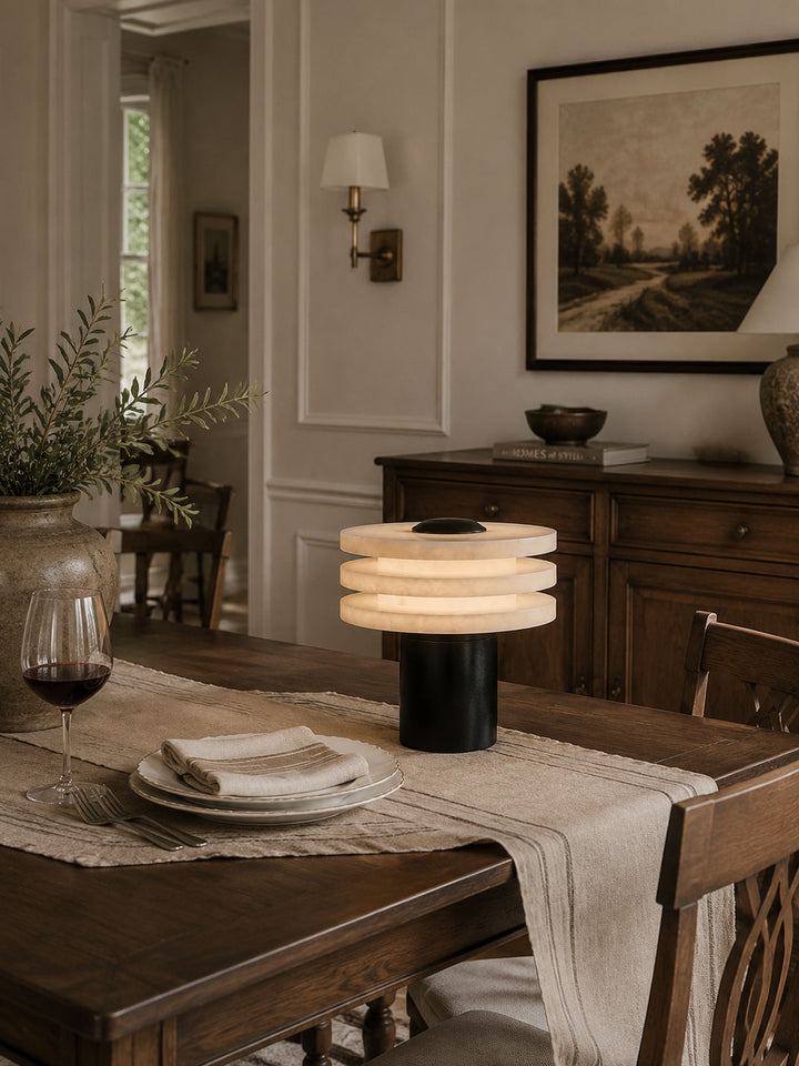 Tiered Obelisk Alabaster Table Lamp - Vakkerlight