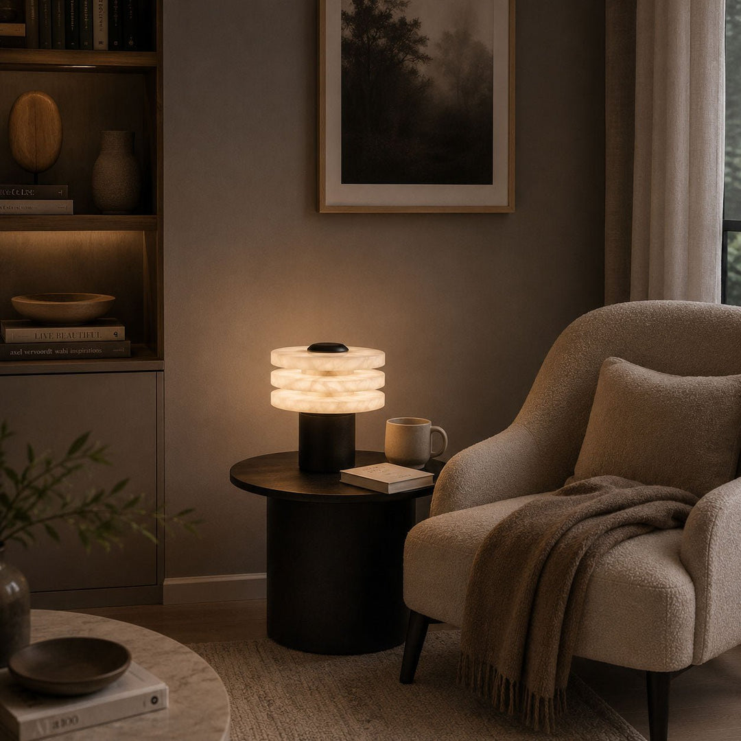 Tiered Obelisk Alabaster Table Lamp - Vakkerlight