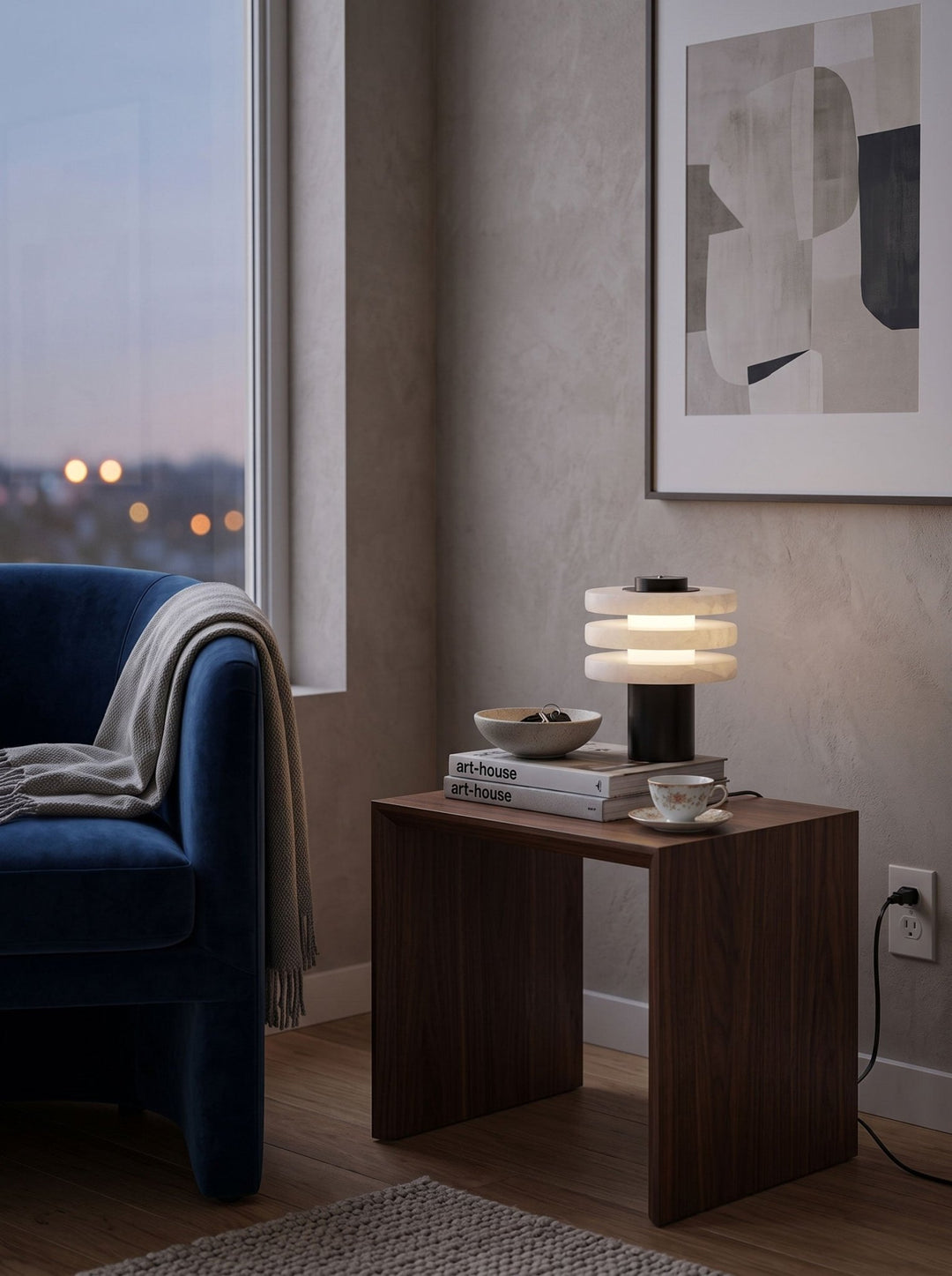Tiered Obelisk Alabaster Table Lamp - Vakkerlight