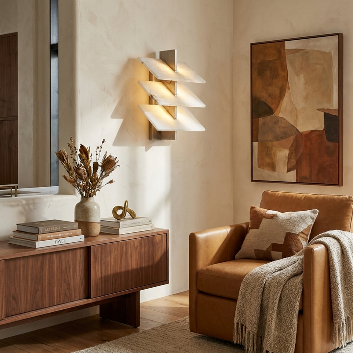 Tiered Alabaster Wall Sconce