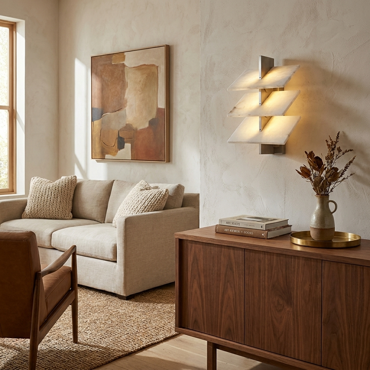Tiered Alabaster Wall Sconce
