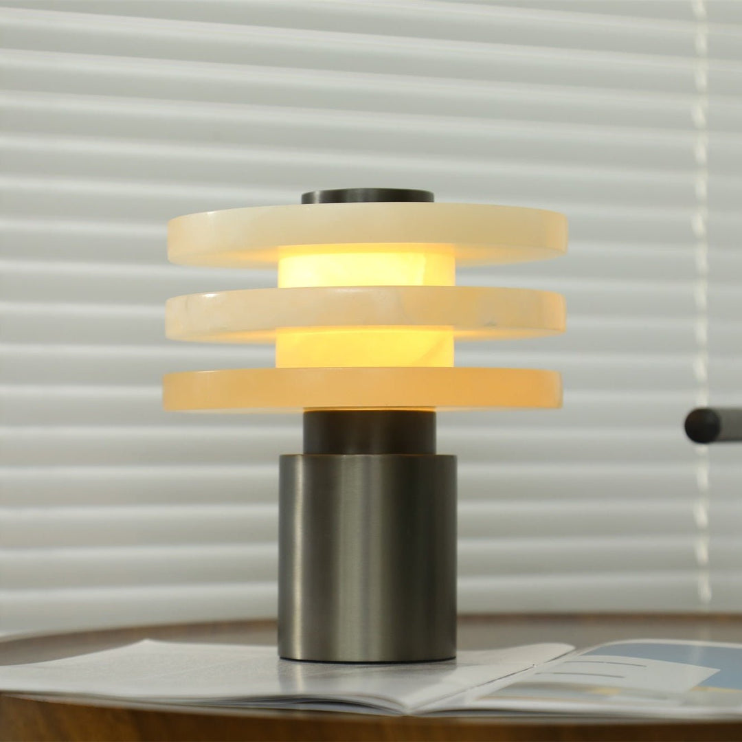 Tiered Obelisk Alabaster Table Lamp - Vakkerlight