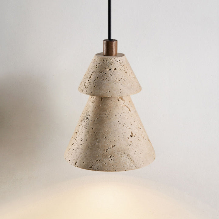 Tiered Travertine Cone Pendant Light - Vakkerlight