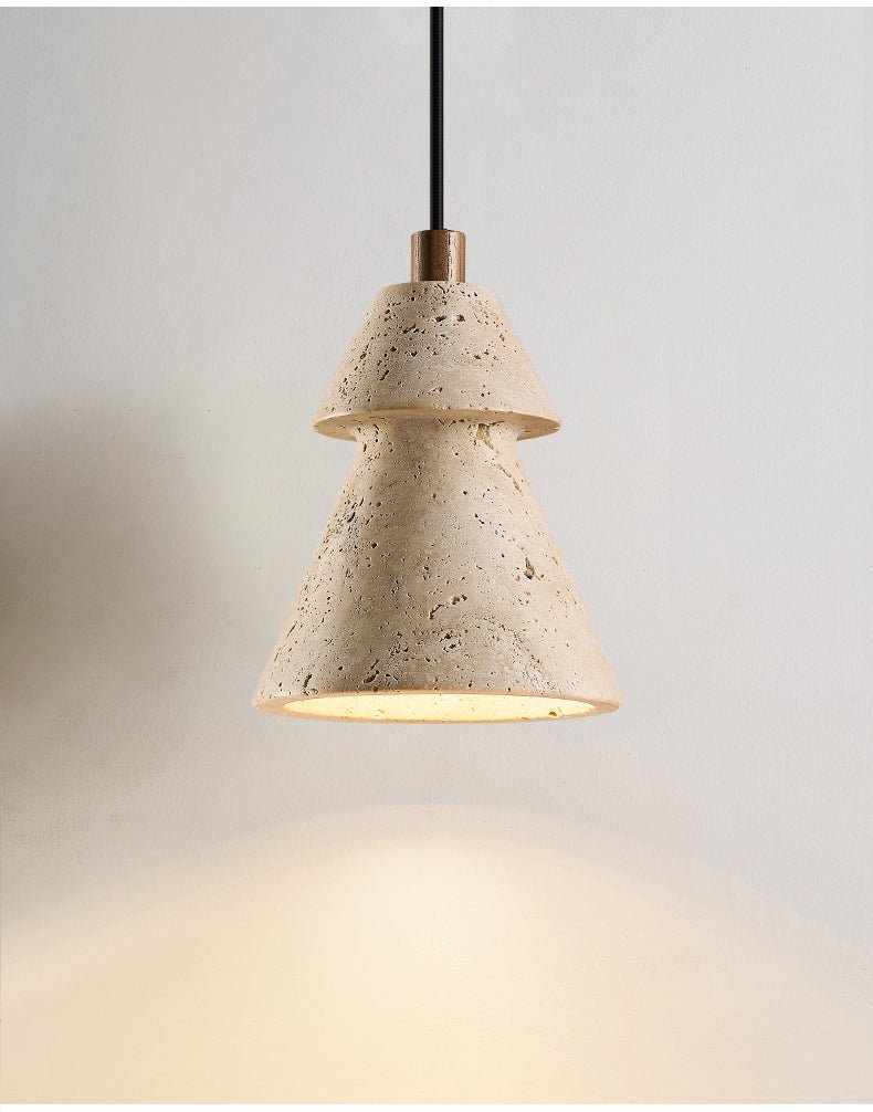 Tiered Travertine Cone Pendant Light - Vakkerlight