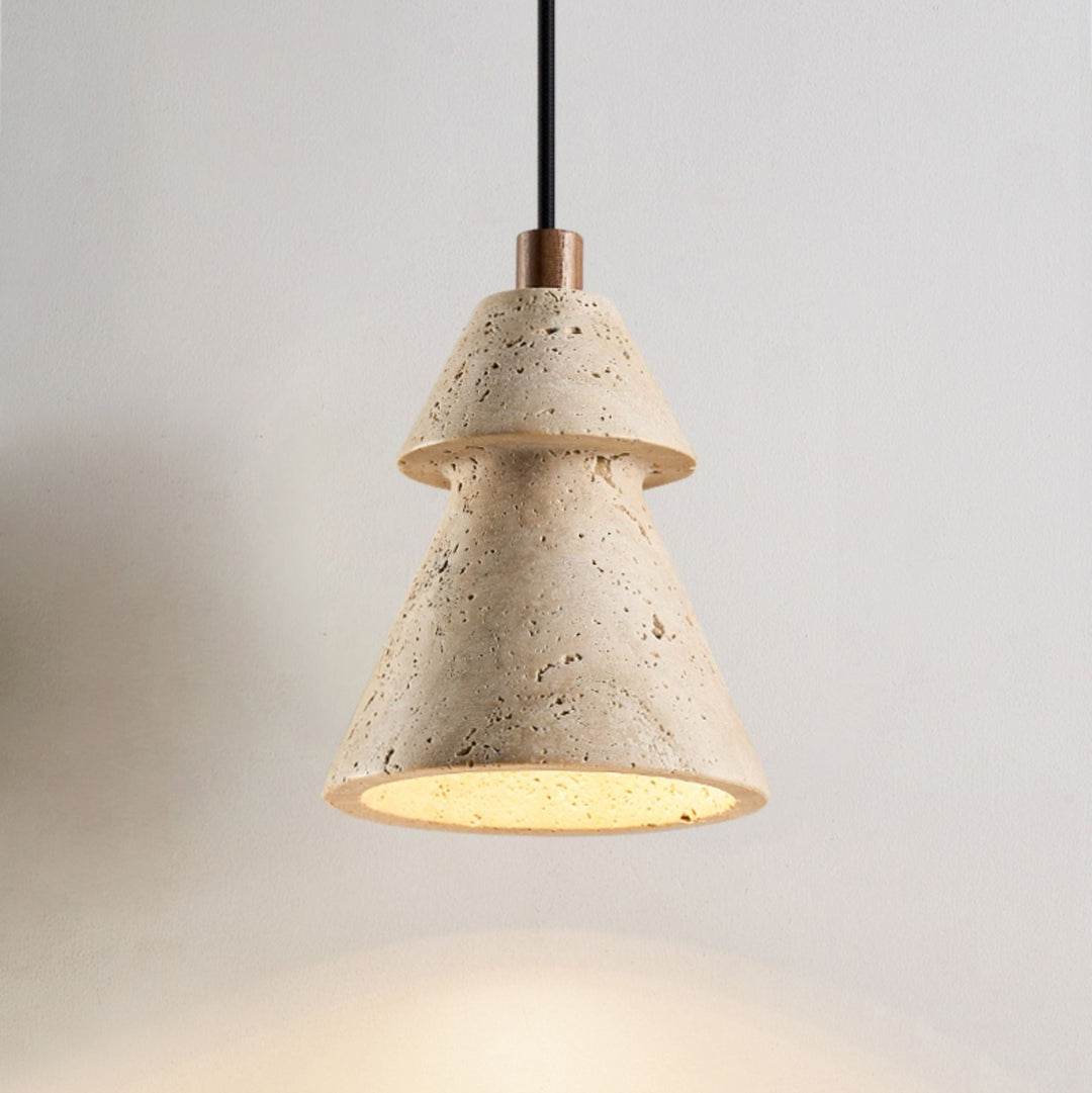 Tiered Travertine Cone Pendant Light - Vakkerlight