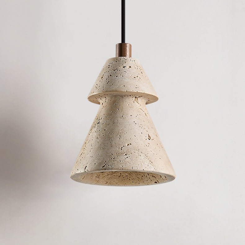 Tiered Travertine Cone Pendant Light - Vakkerlight