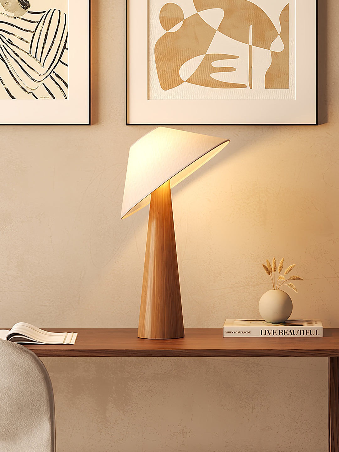 Tilt Hat Wooden Table Lamp - Vakkerlight