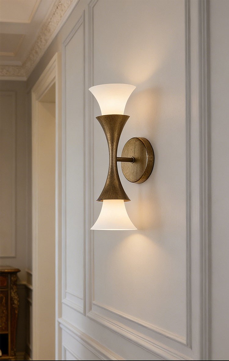 Antique Brass Double Cone Wall Sconce - Vakkerlight