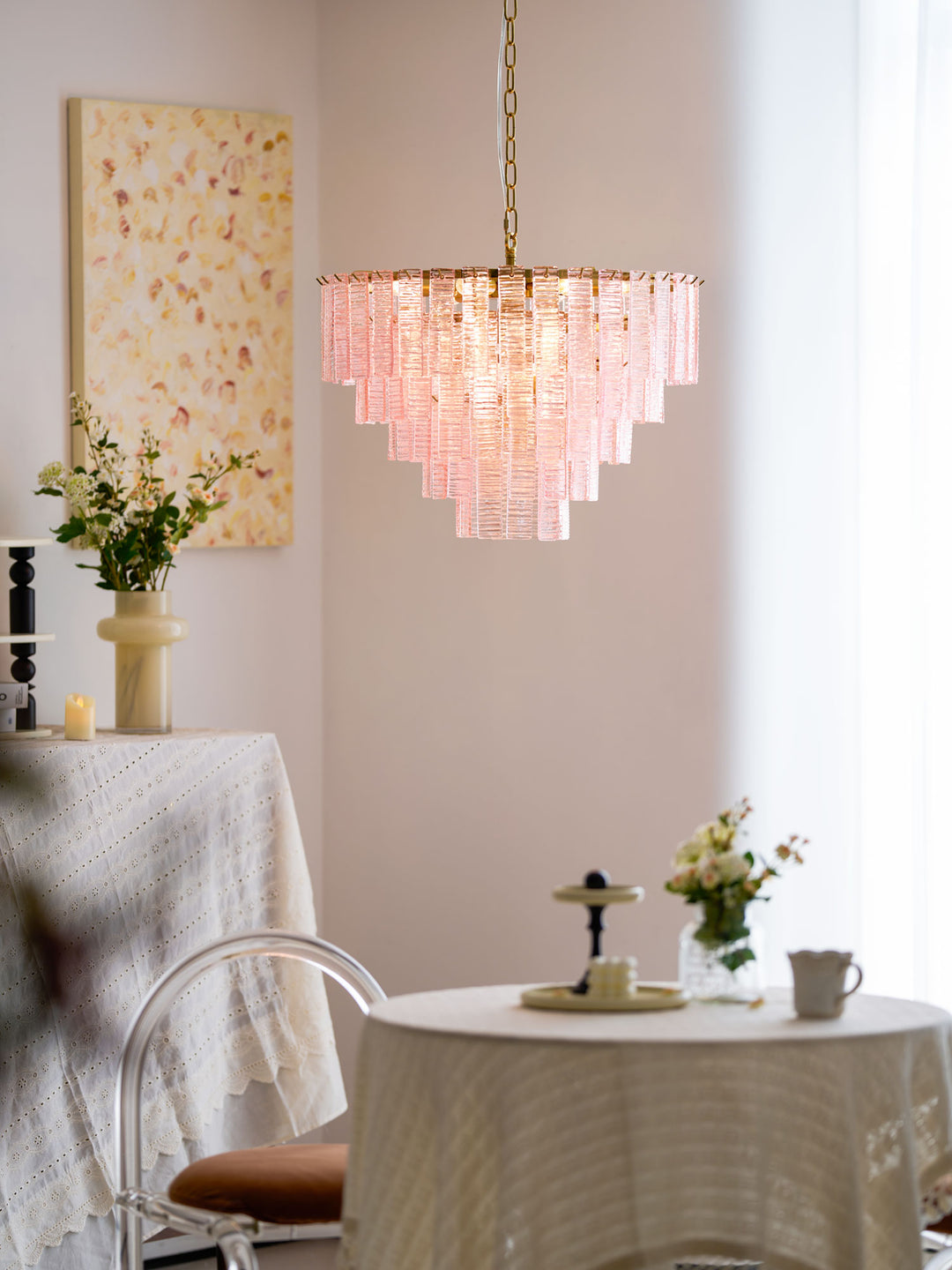 Opalora Pink Murano Chandelier - Vakkerlight