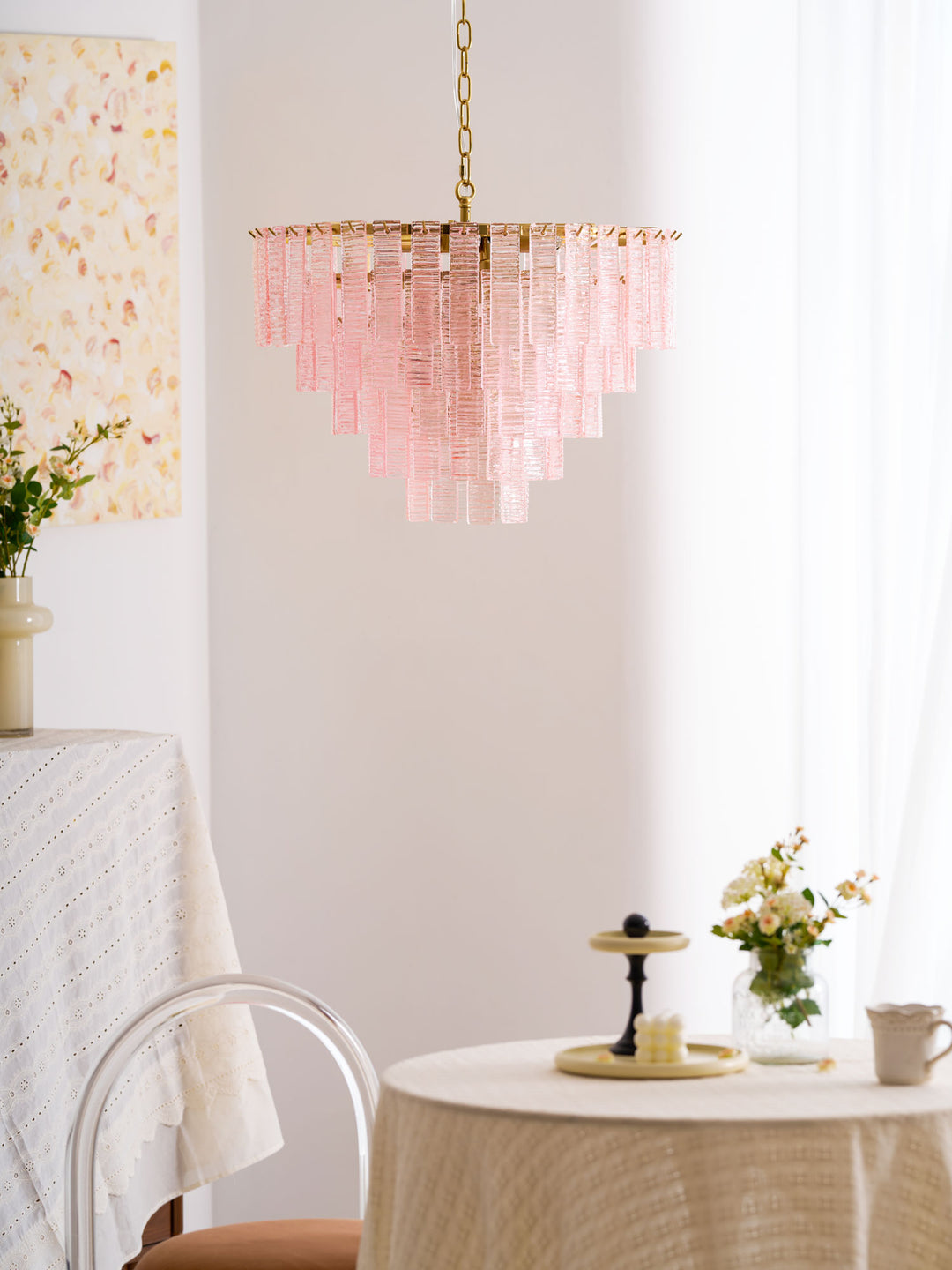 Opalora Pink Murano Chandelier - Vakkerlight