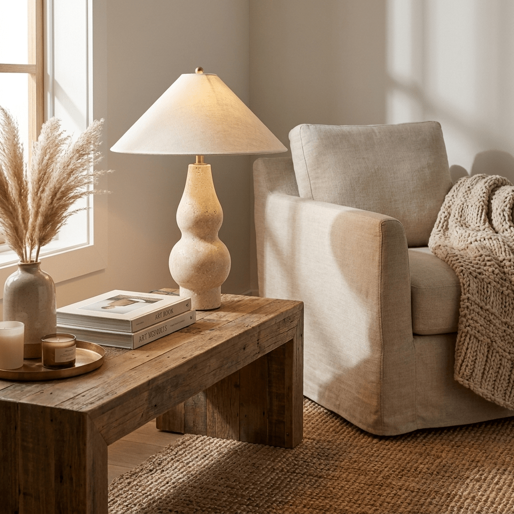 Tovelle Yellow Travertine Table Lamp - Vakkerlight