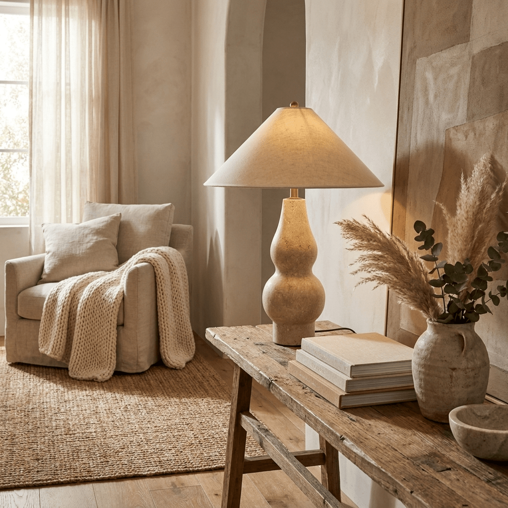 Tovelle Yellow Travertine Table Lamp - Vakkerlight