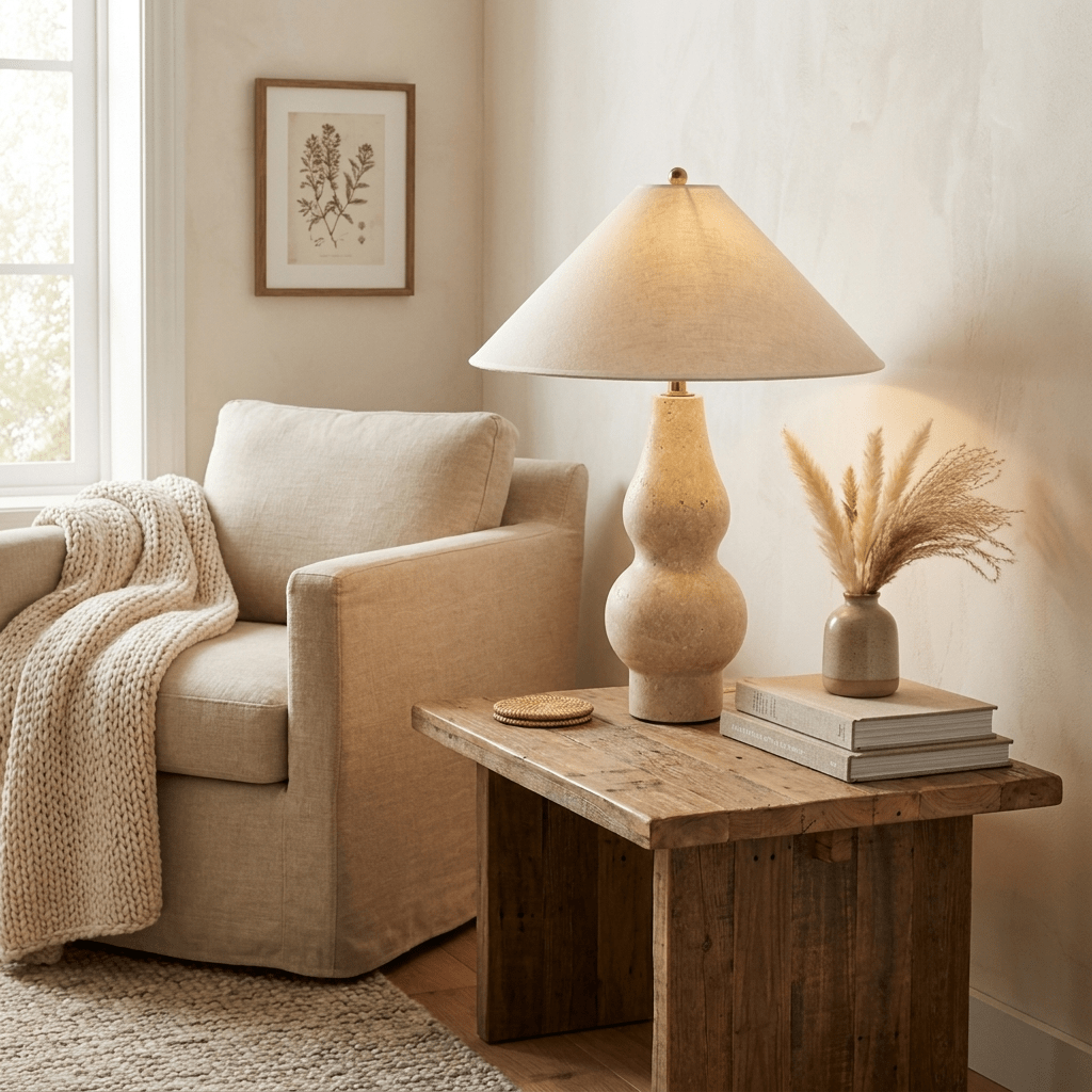 Tovelle Yellow Travertine Table Lamp - Vakkerlight